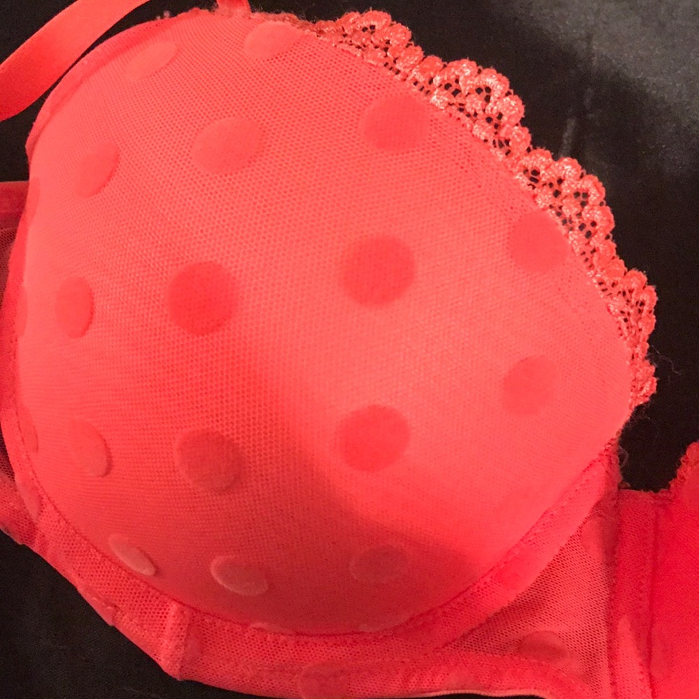 Coral polka dot bra - NWOT